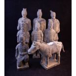 SET OF 8 CHINESE TERRACOTTA WARRIORS + HORSE