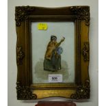 PAINTED TILE IN GILT FRAME