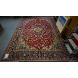 RED GROUND PERSIAN NAJAFABAD RUG 240 X 350CM