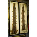 ITALIAN TRAJAN COLUMN + ROMAN COLUMN COMPOSITE ENGRAVINGS ON CANVAS FRAMED.