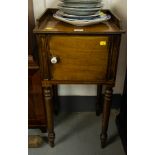 ANTIQUE MAHOGANY BEDSIDE CABINET WITH GALLERY BACK