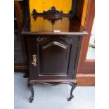 MAHOGANY PANEL DOOR LOCKER WITH CABRIOLE LEG