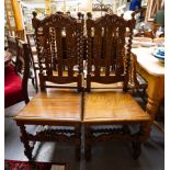 4 CARVED OAK HALL CHAIRS