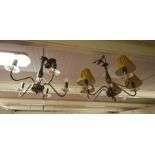 2X 5 BRANCH LIGHT FITTING + SHADES