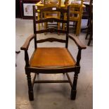 PAIR OF LADDER BACK CARVER CHAIRS
