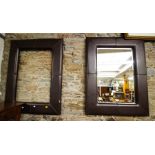 2 LEATHER FRAME MIRRORS AF - 1 WITH NO MIRROR