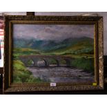 MARSHALL HUDSON RHA 1903-2001 OIL ON BOARD "BRIDGE NEAR GLENBEIGH" 16" X 20"