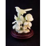 CARVED BIRD + ROSE FIGURE 16CM