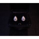 PAIR OF DIAMOND PEAR SHAPED STUD EARRINGS. 1.