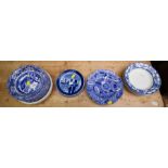 LOT OF SPODE + COPENHAGEN BLUE + WHITE PLATES