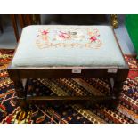 OAK TAPESTRY TOP FOOT STOOL