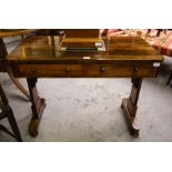 WILLIAM IV ROSEWOOD SIDE TABLE WITH 2 DRAWERS