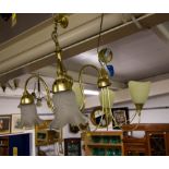 3 BRANCH LIGHT FITTING + 3 BRANCH BRASS LIGHT FITTING