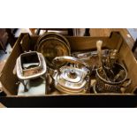 2 SILVER PLATED TRAYS, ENTREE DISHES,