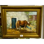DOREEN BROWN '78 OIL ON CANVAS PONY IN MILFORD 16" X 12"