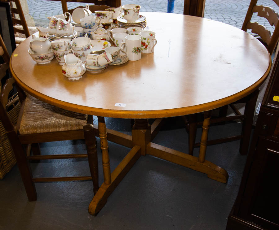 CIRCULAR BEECH FRAME DINING TABLE 49"