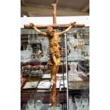 CARVED WOOD CRUCIFIX 36" + CRUCIFIX