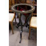 FRENCH EBONISED BRASS GALLERY INLAID TABLE AF