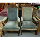 PAIR OF EDWARDIAN MAHOGANY GENTS CHAIRS