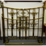 5' ORNATE BRASS BED WITH SLATTED BASE