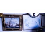 WINTER SCENE IN ORNATE FRAME + LOT OF PRINTS