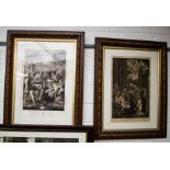 3 LARGE BLACK + WHITE ENGRAVINGS IN ORNATE FRAMES - EARL OF SHREWSBURY,