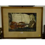 WATERCOLOUR MOZART BY MONICA KIERSEY 1940 + BUST