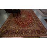 RED GROUND PERSIAN KASHAN RUG 423 X 305