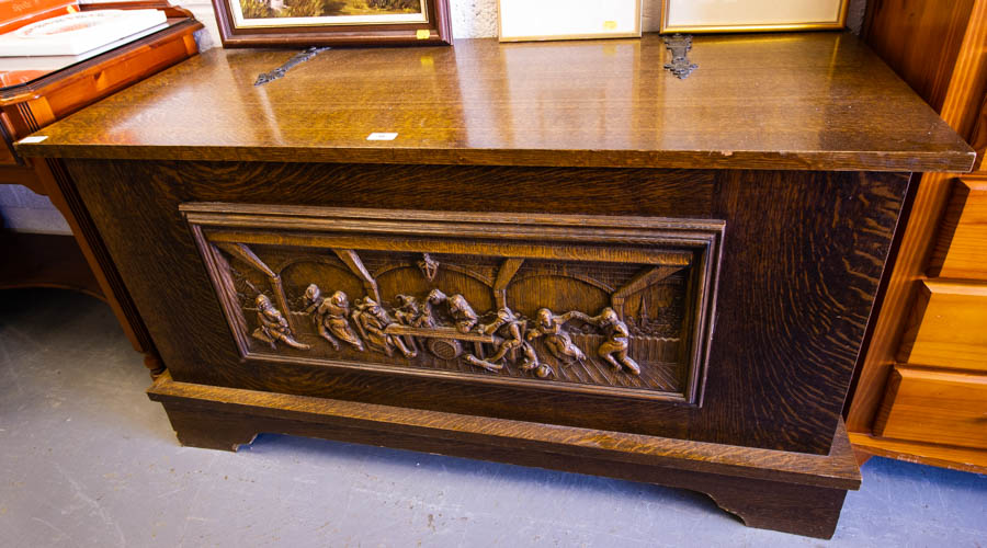 CARVED FRONT COFFER CHEST