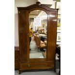 EDWARDIAN INLAID MAHOGANY MIRROR DOOR WARDROBE - AF