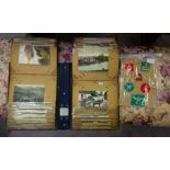 COLLECTION OF GHURKA BADGES + BUTTONS + ALBUM OF OLD POSTCARDS