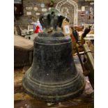 LARGE ANTIQUE OUTDOOR HANGING BELL 40CM H