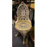 PAIR OF HEAVY CAST LADY BACK CHAIRS