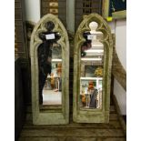 PAIR OF STONE MIRRORS 50CM HIGH