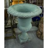 PAIR OF CAST IRON URNS 60CM HIGH