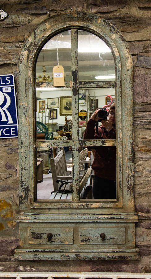 PAIR OF RUSTIC TIMBER ARCH TOP MIRRORS - 110CM H X 56CM WIDE