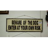 CAST IRON SIGN "BEWARE OF THE DOG" 40W X 36L CM