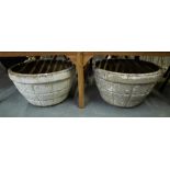 PAIR OF WHITE PLANTERS 28CM H