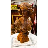 CAST BUST OF LADY 70CM HIGH