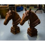 PAIR OF CAST HORSE PIER HEADS