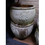 PAIR OF TERRACOTTA PAINTED POTS 40CM H