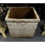 PAINTED TERRACOTTA SQUARE PLANTER 38CM H