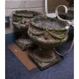 PAIR OF CONCRETE PLANTERS 42CM H