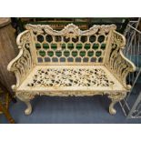 CAST IRON HORSE SHOE BENCH.