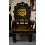 PAIR OF PROFUSELY CARVED ORNATE THRONE CHAIRS - MAEVE + FINN,