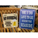 2 TIN SIGNS - NO WORKING + SEASIDE