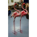 2 METAL FLAMINGOS 120CM TALL