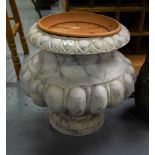 PAIR OF ORNATE CAST PLANTERS 40CM H