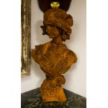 CAST BUST OF LADY - 65CM HIGH