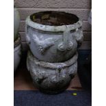 2 CONCRETE PAINTED POTS 30CM H